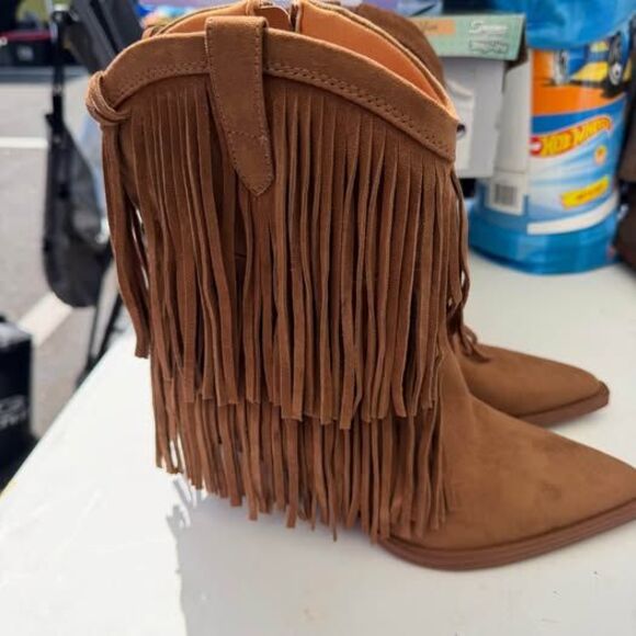wild fable Shoes - Brown Fringe Ankle Boots Women's 8.5